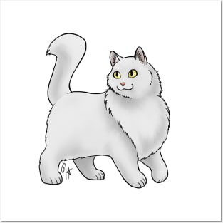 Cat - Turkish Angora - White Posters and Art